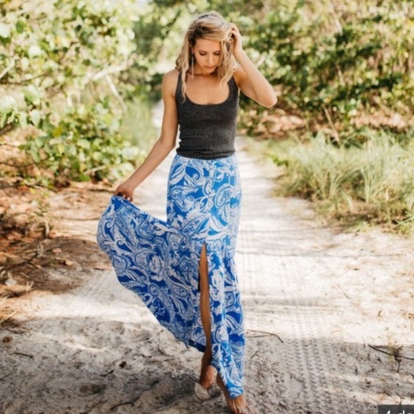 Free People Dresses & Skirts - Free People Smooth Sail Maxi Skirt Blue